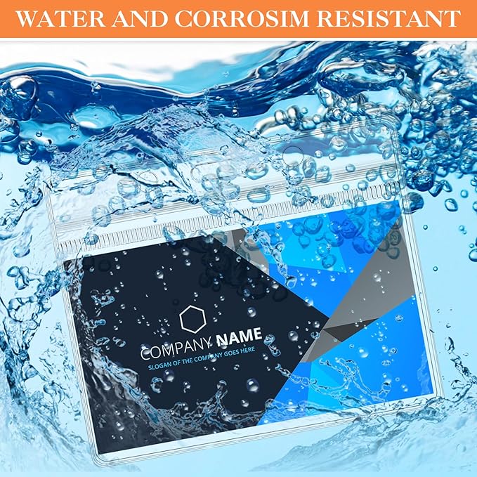 Marspark 100 Sets Clear Name Tags with Lanyard, Lanyards for ID Badges Reusable Strap with ID Holder Plastic Name Badges for Adults Business School Church Conference (Orange)