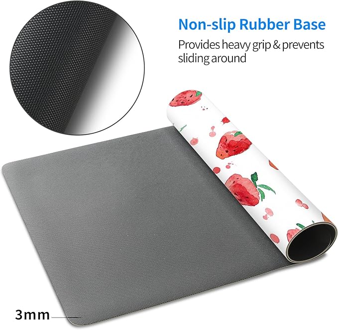 MAYCARI Cute Desk Mat Cartoon Desk Pad Mouse Pad Kawaii Large Strawberry Gaming Mousepad XXL Laptop Keyboard Desktop Writing Pad for Girls Students 31.5"X15.7"