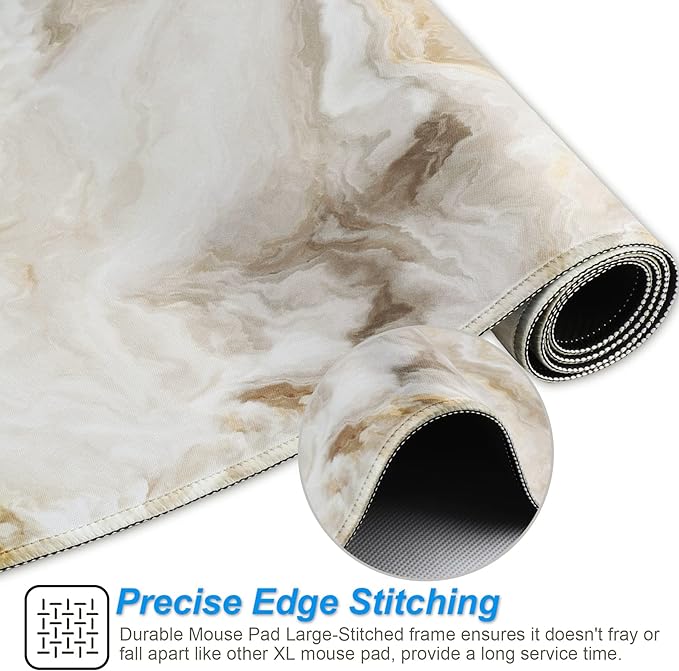Large Gaming Mouse Pad with Stitched Edges,[27.5x11.8In] Extended Mouse Pad with Non-Slip Natural Rubber Base for Gamer/Desktop/Office/Home (70x30 Marble)