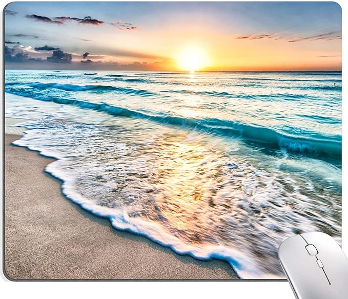 Mouse Pad, Premium-Textured Mouse Mat, Non-Slip Rubber Base Mousepad for Laptop, Computer & PC,9.5×7.9 in,Beach Sunset