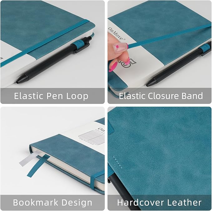 Notebooks Journal for Women Men 12 Pack Bulk Leather Hardcover with Pen Holder A5 160 Pages 100 GSM Thick Paper for Work School Lined Sky Blue
