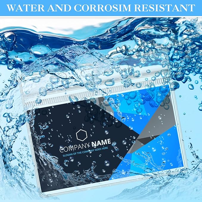 Marspark 50 Sets Clear Name Tags with Lanyard, Lanyards for ID Badges Reusable Strap with ID Holder Plastic Name Badges for Adults Business School Church Conference (Lake Blue)