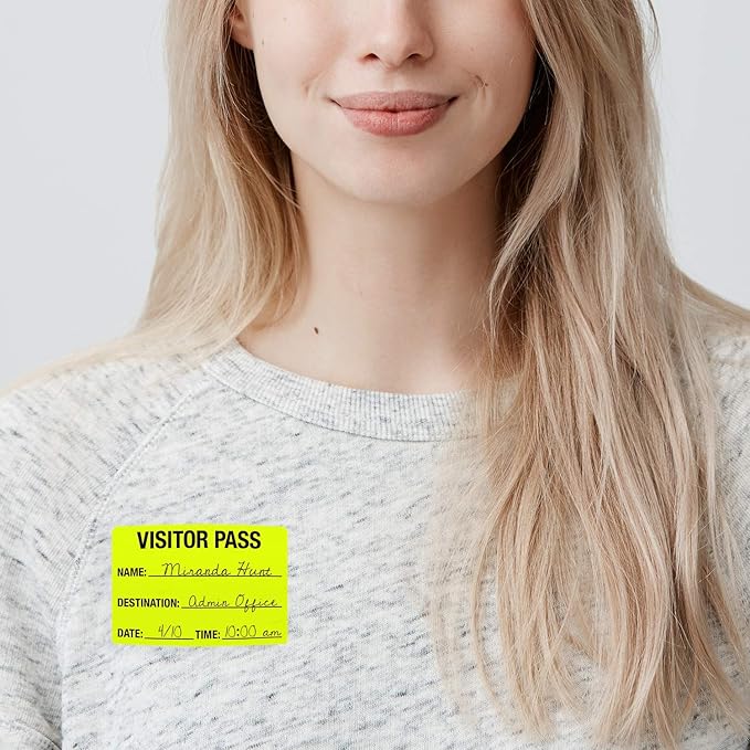 Chartreuse Visitor Pass / 500 Fluorescent Yellow ID Labels/Safety Identification Badge Stickers