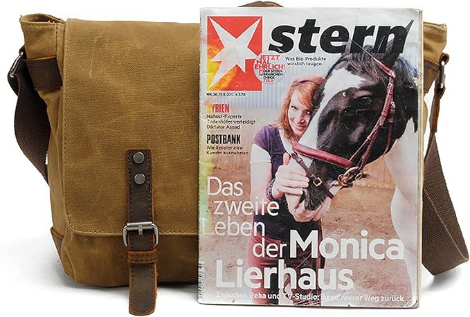 Men's Canvas Leather Messenger Bag Shoulder Crossbody Laptop Bag Satchel 14 Inch (M49_Dark Gray)