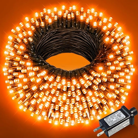 Orange Christmas Lights Outdoor, 66FT 200 LED String Lights for Outside with 8 Modes Waterproof, Plug in Connectable Twinkle Light Green Wire for Indoor Garden Tree Patio Party Decorations