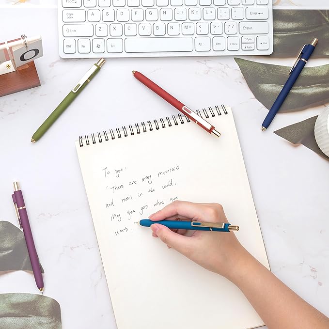 Linbsunne Gel Pens Black Ink Pens for Office 0.5mm Fine Point Pen Smooth Writing Retractable (Vintage-10 pcs)