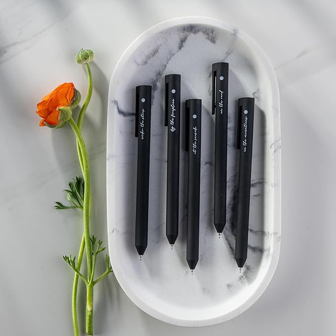 DIVERSEBEE Black Gel Ink Pens, 0.5 mm Gel Pens Fine Point, Bible Pens No Bleed Through with Cute Fine Tip, Bible Study Journaling Supplies, 5 Pack Gel Pen Set