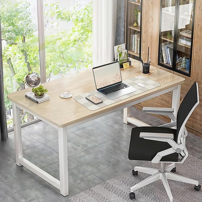 Non-Slip Desk mat, Leather Desk mat, Waterproof PU Leather Desk pad Protector, Large Mouse pad, Easy Clean Laptop Desk Writing Mat for Work/Home/Decor(31.5"x12", White Grey)