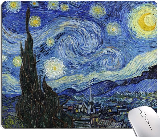 Mouse Pad, Premium-Textured Mouse Mat, Non-Slip Rubber Base Mousepad for Laptop, Computer & PC,9.5×7.9 in,Van Gogh Starry Night