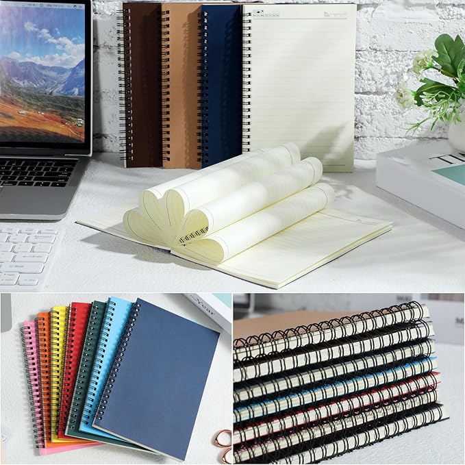 Leelosp 12 Pack Small Spiral Notebook A5 Lined College Ruled Spiral Journal Notebook 5.5 x 8.3 Inch Kraft Cover, 120 Pages for Work Students Office Business(Multi Colors)