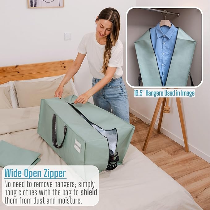 VENO 8 Pack Moving Bags w/Backpack Straps, Heavy Duty, Moving Boxes Alternative, Packing Supplies, Large Storage Totes for Dorm Room Essentials with Zipper for Clothes (Light Green Matte, 8 Pack)