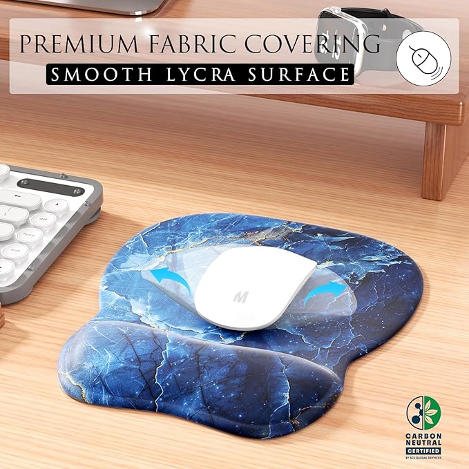 MROCO Ergonomic Mouse Pad with Gel Wrist Rest, Comfortable Mousepad with Smooth Wrist Support Surface and Non-Slip PU Base for Pain Relief, Computer, Laptop, Office & Home, 9.4 x 8.1 in, Ocean Marble