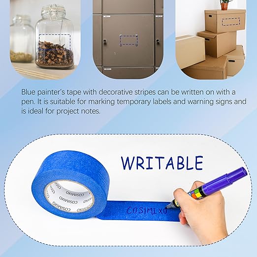 COSIMIXO Blue Painters Tape 1.88 in x 60 Yds, 6 Rolls Pack – Professional Grade Blue Masking Tape for Painting, Protects Surfaces & Residue-Free Removal, Multi-Surface Use on Wall Painting, Labeling