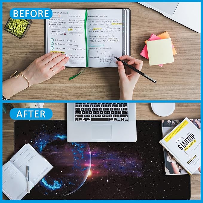 Mouse Pad,Abstract Space Desk Mat for Desktop,Desk Pad with Non-Slip Base and Stitched Edge,Extended Mousepad for Office and Home 35.4X15.7 Inch