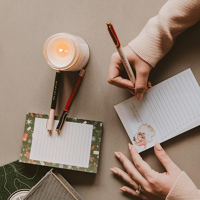 Sweet Water Decor Holiday Cheer Christmas Pens - Cute Pens with Making A List, Naughty or Nice & Fa La La La Readings The Perfect Christmas Gifts - Christmas Stocking Stuffers Set of 3 Fancy Pens