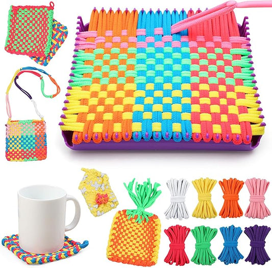 MagicKidz Weaving Loom Kit Toy - Birthday Gifts for Kids 6 7 8 9 10 11 12 Years Old - Arts and Crafts Kit for Girls Ages 6-8 10-12, DIY Potholder Knitting Kit with Loops