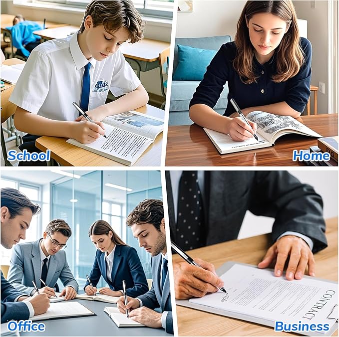 Rollerball Pens Fine Point Pens, 26 Pack Black Liquid Ink Rollerball Pens, 0.5mm Roller Ball Pens, Smooth Writing for Journaling School Office