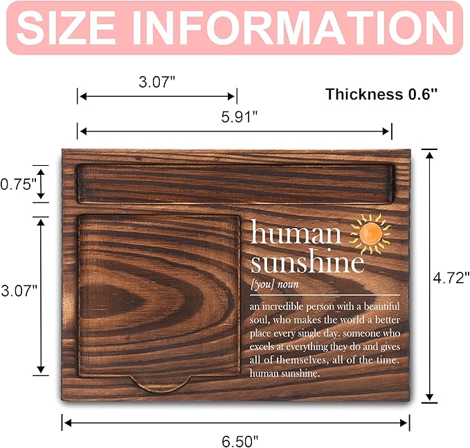 Human Sunshine Gifts, Appreciation Gifts, Thank You Gifts, Sticky Note Holder, Post-it Note Dispenser for Desk, Wooden Post-it Note & Pen Holder 6.5" x 4.7" - FTA106