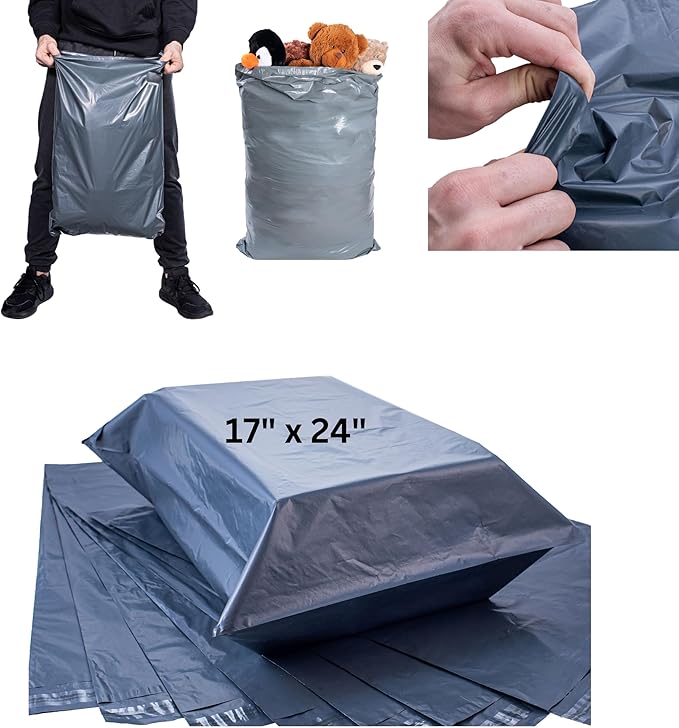 Large Shipping Bags | Jumbo Poly Mailers for clothes | Strong Thick Mailing Bags with Self Adhesive | Self Sealing Shipping Envelopes (17x24-25 Bags)