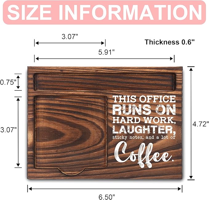 Funny Office Gifts for Coworkers, Team Gifts for Employees, Appreciation Gifts for Coworker, Sticky Note Holder, Post-it Note Dispenser for Desk, Wooden Post-it Note & Pen Holder 6.5" x 4.7" - FTA122