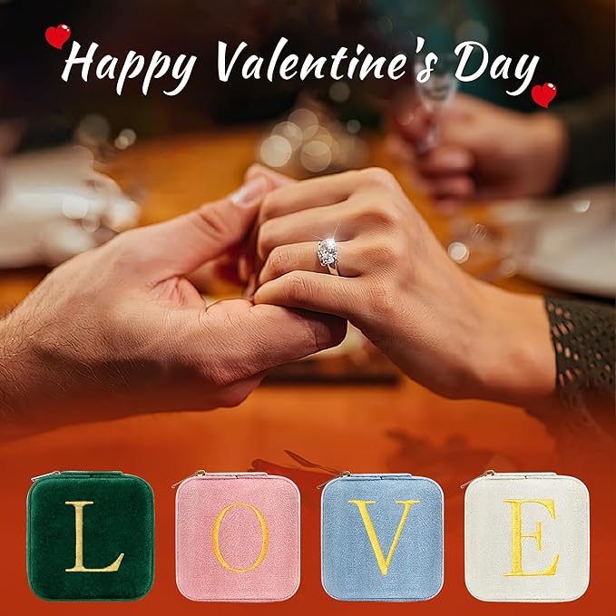 Parima Travel Jewelry Case Organizer - Personalized Plush Velvet Small Initial Jewelry Box for Women Friends Teenage Girls Gifts Idea, Blue