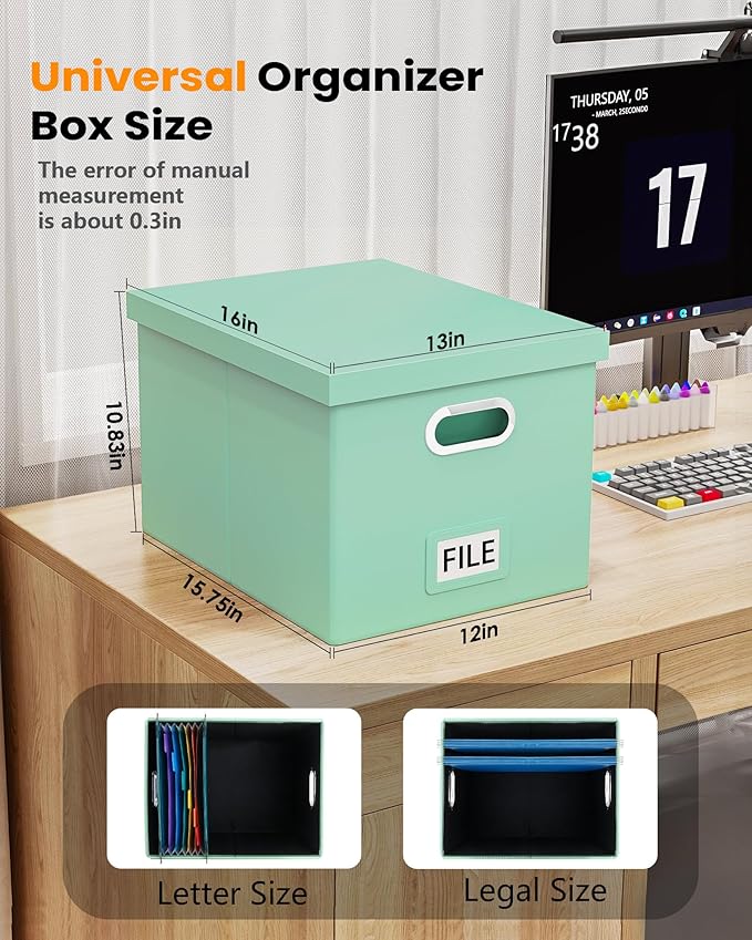 Oterri Storage File Box(New) (Mint-green(Leather), 1 pack), AM03118