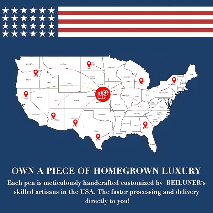 BEILUNER Personalized Ballpoint Pens, Stunning Black Chrome Metal Pen with Golden Trim, Best Ball Pen Gift Set for Men & Women, Executive, Office, Nice Pens-Gift Box with 0.5mm Black Extra Refill