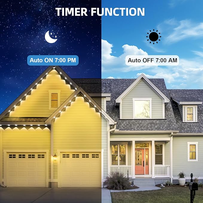 Permanent Outdoor Lights Pro, 50ft with 36 RGB LED Lights for Daily and Accent Lighting, IP65 Waterproof Smart Eaves String Lights with App & Remote, Rainbow Light for Halloween,Christmas -50FT