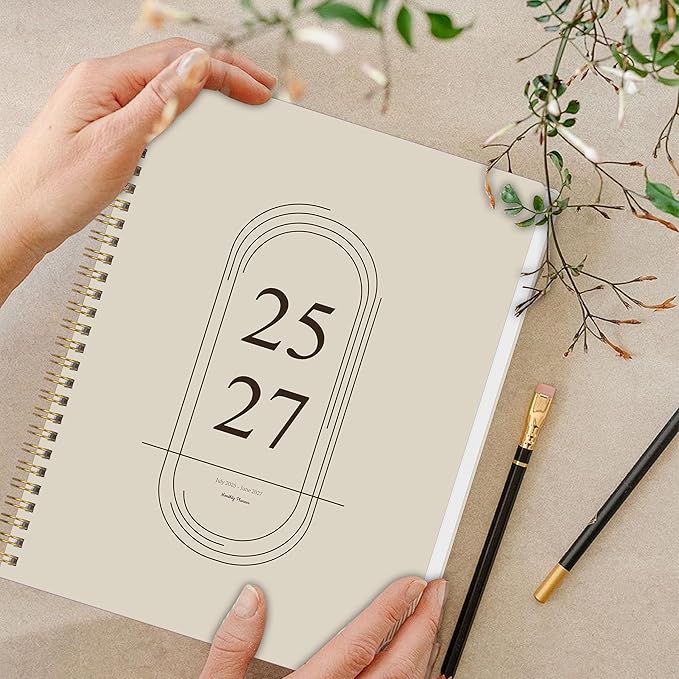 Monthly Planner 2025-2027 - 2 Year Monthly Planner Calendar 2025-2027, July 2025 - June 2027, 7.3" * 9.5", 24 Months Calendar Planner with Waterproof Cover＆Spiral Bound, for Office, School Home Planning - White