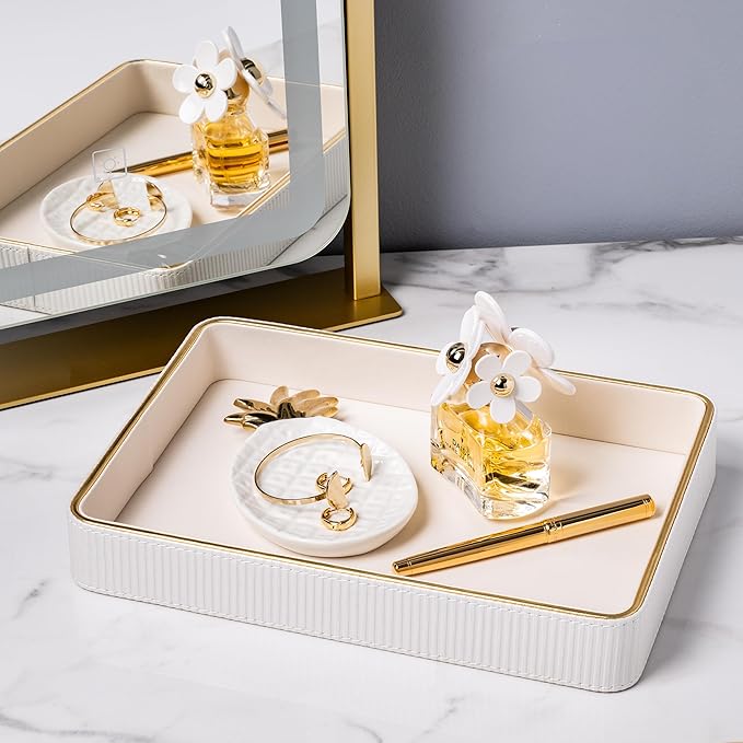 Perfume Tray for Women Valet Tray Night Stand Bedside Organizer| Perfume Organizer Catchall| Perfume Trays for Dresser Vanity Tray for Dresser Countertop| Perfume Holder