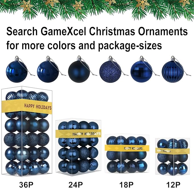 Navy Blue 8.0" Extra Large Christmas Ornaments - Christmas Tree Decoration Balls Shatterproof Hanging Shiny Balls for Birthday Holiday Wedding Decorations Set of 2pcs