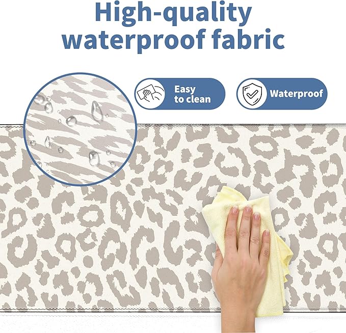 Leopard Print Mouse Pad Large Desk Mat Extended Keyboard Mouse Pad Cute XL Mousepad with Non-Slip Base and Stitched Edge Mouse Mat Desk Pad 31.5 x 11.8 in Mouse Pads for Desk Decor Home Office Gaming