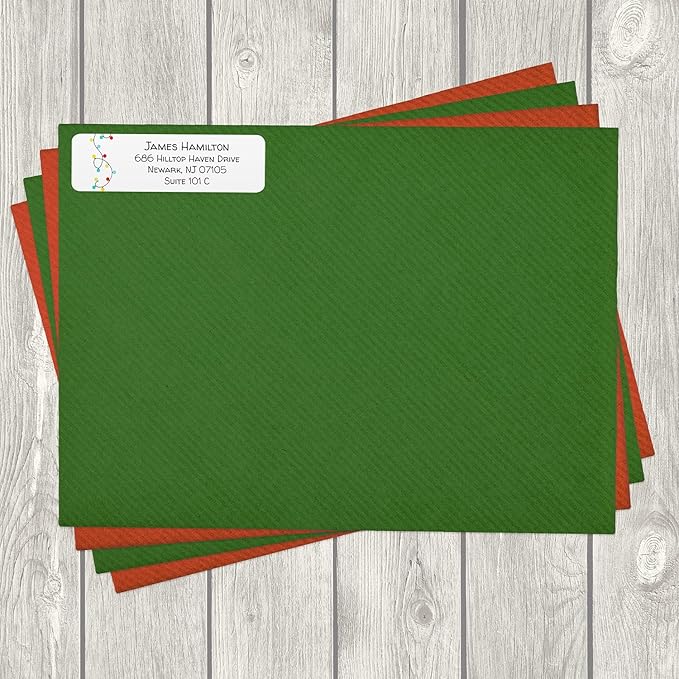 Christmas String Lights Rolled Address Label/Roll of 250 Holiday Personalized Address Labels/Designer Return Address Stickers in Elegant Plastic Dispenser