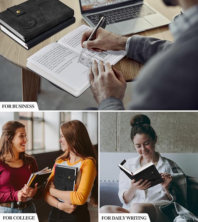 Lined Journal Notebook for Men, A5 Leather Journals for Writing Women, Hardcover Notebooks for Work,School,Note Taking,Travel,Business,Personal daily Diary,200 Page College Ruled (5.9" x 8.4")