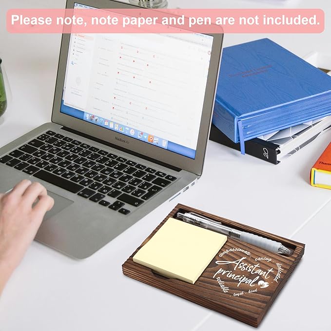 Assistant Principal Gifts, Assistant Principal Appreciation Gifts, Thank You Gifts, Sticky Note Holder, Post-it Note Dispenser for Desk, Wooden Post-it Note & Pen Holder 6.5" x 4.7" - FTA112