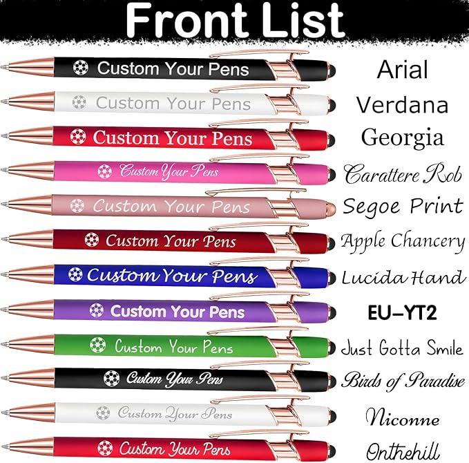 Amlion Personalized Custom Pens with Name Engraved Logo Text,150 Customized Writing Stylus Pen Promotional Item Gift for Men Women Office Business Wedding-White