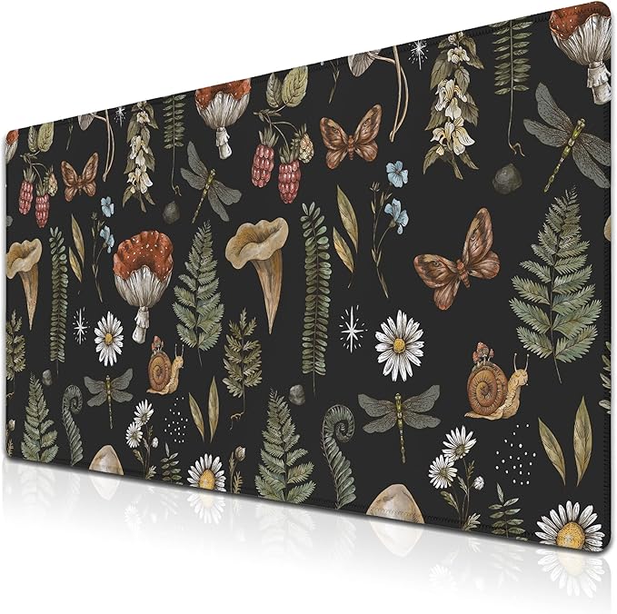 Office Desk Mat Desktop Pad Extra Large Mouse Pad Gaming Mousepad Mousepads XXL Non-Slip Rubber Base Waterproof with Stitched Edges 35.4" X 15.7" for Game Office, Vintage Woodland