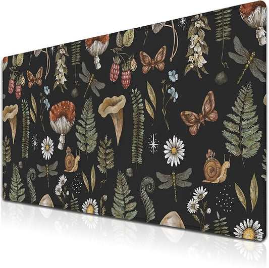 Office Desk Mat Desktop Pad Extra Large Mouse Pad Gaming Mousepad Mousepads XXL Non-Slip Rubber Base Waterproof with Stitched Edges 35.4" X 15.7" for Game Office, Vintage Woodland