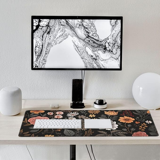 35.4 x 15.7 in, Waterproof XXL Large Mouse Pad for Desk, Extended Keyboard Mouse Mat for Computer Office, Big Laptop Mouse pad, Gaming Pc-Boho Flowers