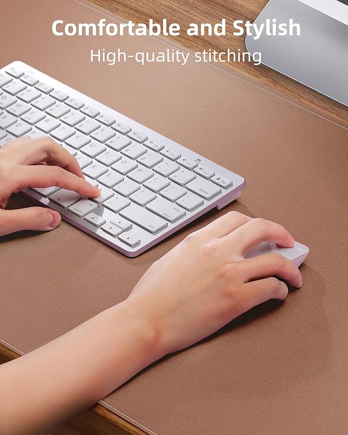 Leather Desk Pad Protector,Desk Mat,Large Mouse Pad, Non-Slip Desk Pad, Waterproof PU Leather Desk Blotter Mat, Desk Cover for Office and Home (Gold, 36" x 17")