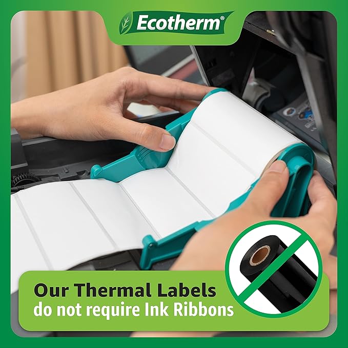 1" x 3" Thermal Labels | 4 Rolls | 2720 Labels | fits Zebra, Godex, Arkscan, iDPRT, Offnova Thermal Label Printers and More | Blank White Adhesive Stickers by Ecotherm