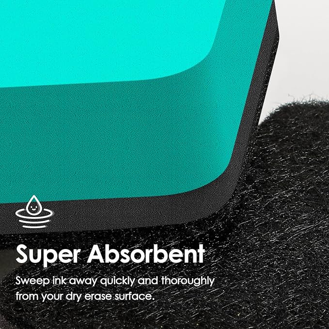 MaxGear Dry Erase Erasers, 24 Pack Magnetic Whiteboard Erasers for Classroom, Mini Whiteboard Cleaning Pads Bulk, Chalkboard Wiper Teacher Supplies for School, Office, Home (Green, 2 x 2 x 0.6 Inch)