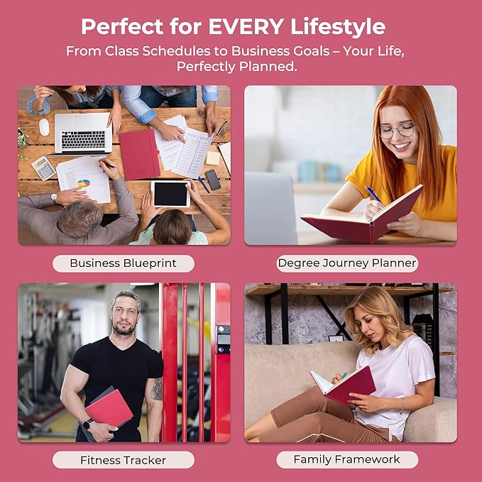 IN-LUXPRO Weekly Monthly 2026 Planner (Jan.26-Dec.26),8.5"x6.5",12 Months Agenda Plan with Month Tabs & Pocket,Expenses/Note Pages, Appointment Book Calendar with Vegan Leather Cover,Rose Red