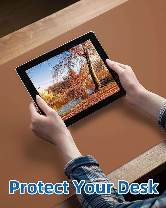 Non-Slip Desk Pad,Mouse Pad,Waterproof PU Leather Desk Protector,Ultra Thin Large Desk Blotter,Waterproof Keyboard mat for Office/Home/Decor(Brown 23.6" x 13")