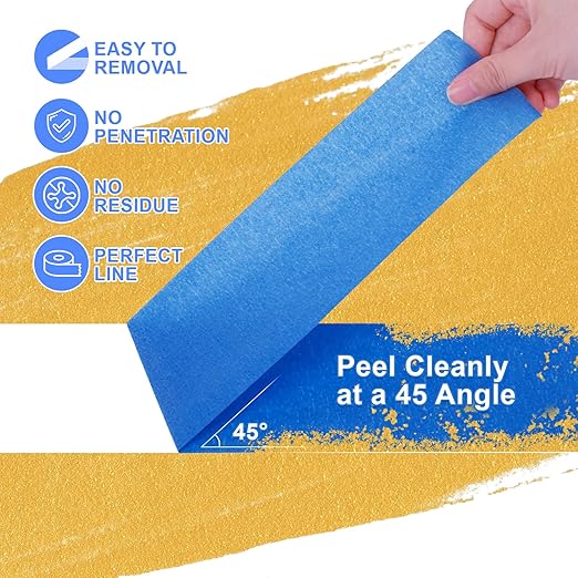 NEOACT 10 Rolls Blue Painters Tape 3 Inches, 55 Yards Multi-Surface Masking Tape Bulk Blue Wide Roll,No Residue Painters Tape for Wall Painting,Packing,DIY Crafts,3 Inch x 55 Yards(550 Yards Total)