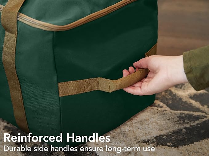 Covermates Keepsakes Rolling Christmas Light Storage Bag - Carrying Handles, ID Window, Dual Wheels - Holiday Storage, Green