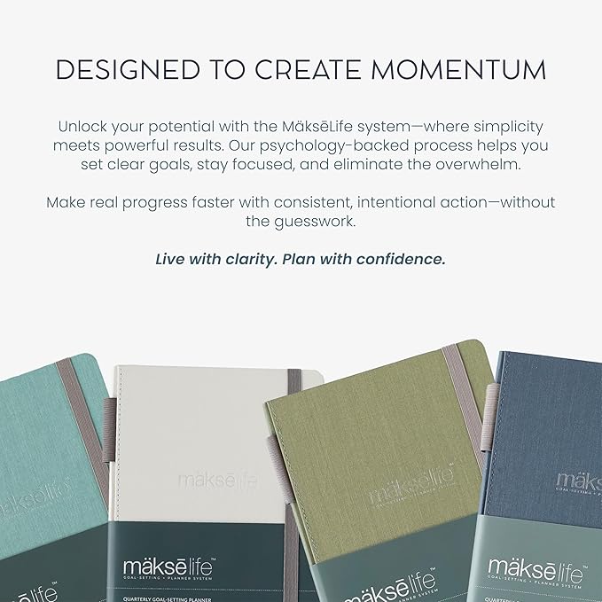 MäksēLife 90-Day Quarterly Planner - Entrepreneur Goal Setting & Project Management, Undated 3-Month Productivity Planner for Small Business Owners, Green