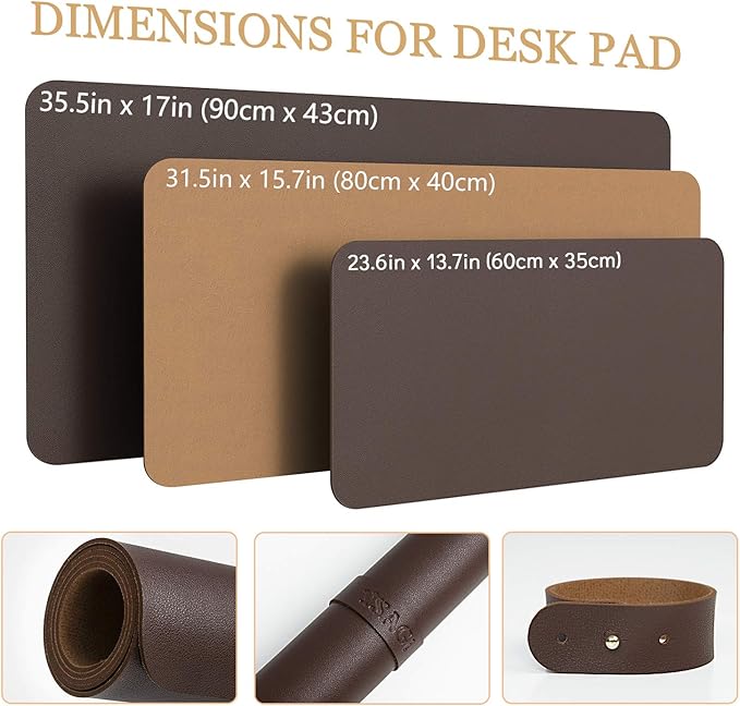 YSAGi Non-Slip Leather Desk Pad, Waterproof Laptop Computer Desk Keyboard Mat, Table Protector Blotter Mat, Large Mouse Pad for Office/Work/Home/Decor(Dark Brown, 23.6" x 13.7")