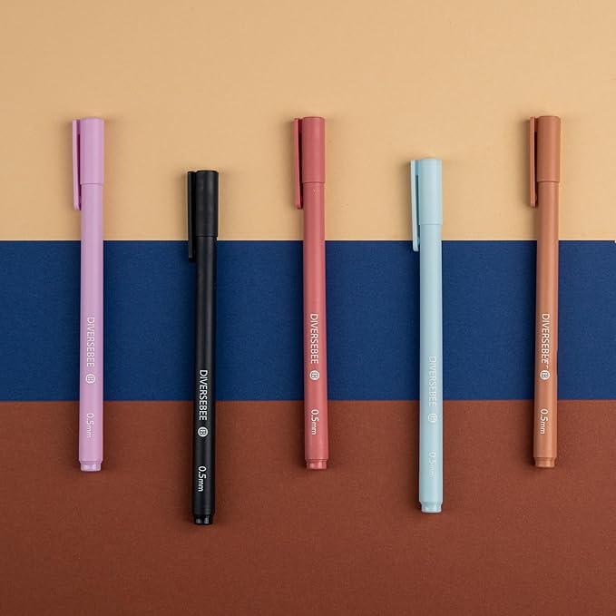 DIVERSEBEE Assorted Gel Ink Pens, 0.5 mm Gel Pens Fine Point, Cute Fine Tip Bible Pens No Bleed Through, Bible Study Journaling Supplies, 5 Pack Set (Lotus)