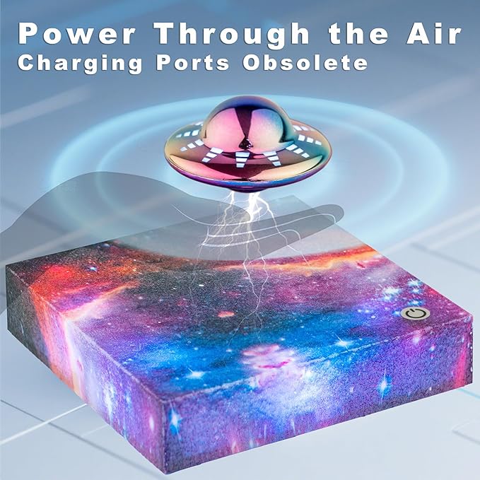 Levitating UFO Lamp - 360° Floating & Automatic rotation with RGB Color-Changing, Silent Magnetic Galaxy Night Light, Cool Tech Gadgets for Bedroom/Office Decor, Unique Gifts for Women/Kids/Teens